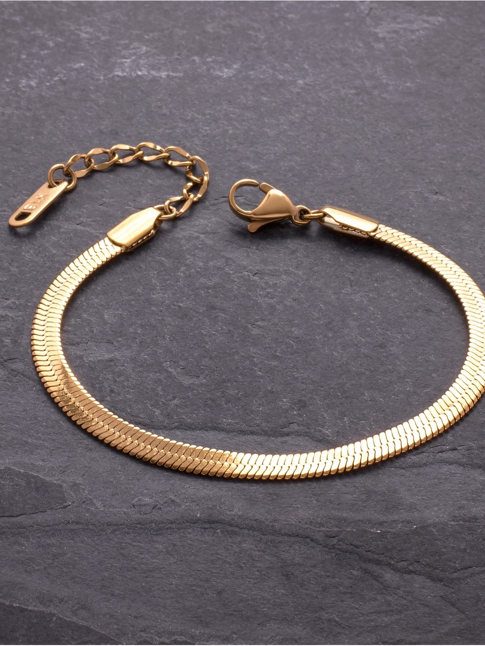 Stainless Steel Yellow IP-plated Herringbone 6inch Bracelet + 1.5inch Extention